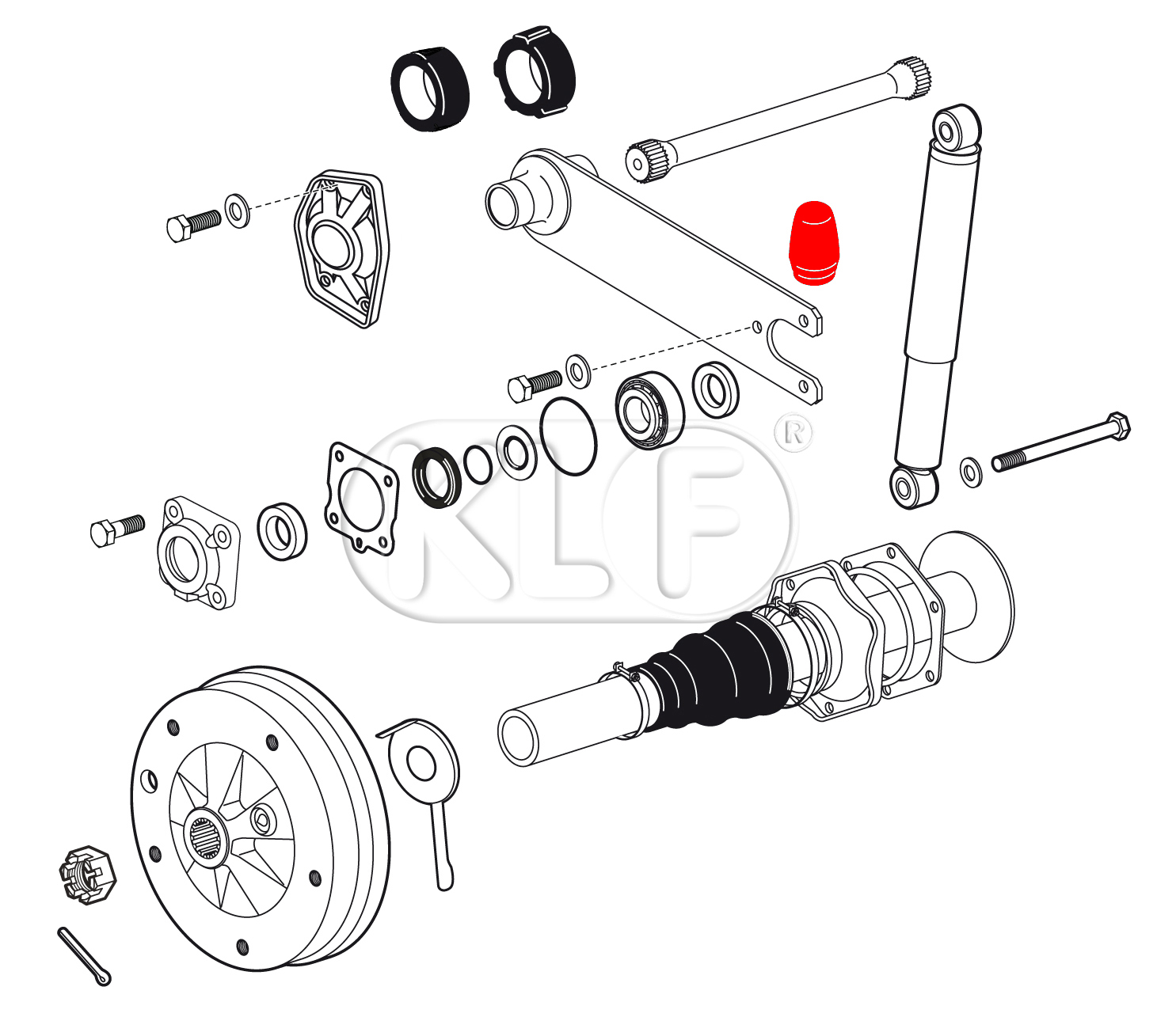 Rear Suspension Travel Stop, pair, year 08/57 on