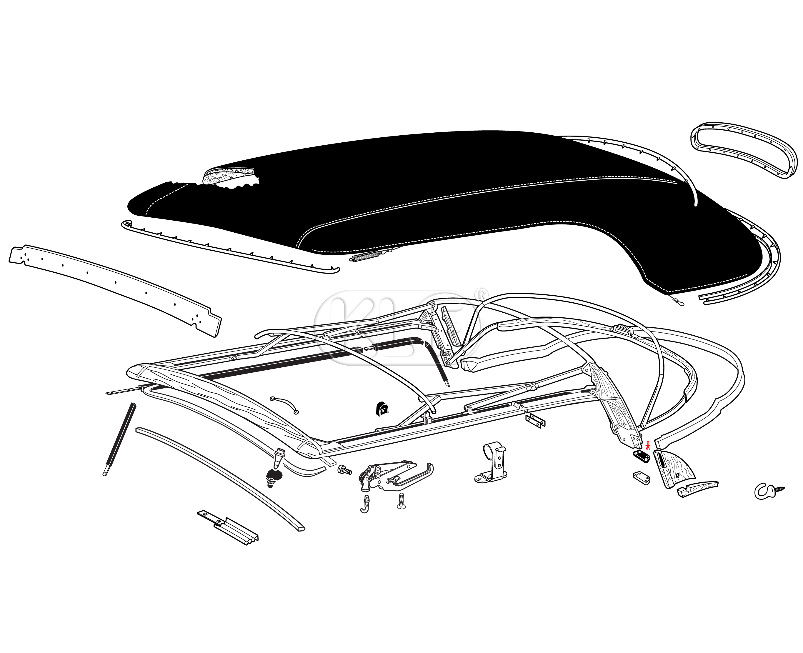 Rivet for Seal on Top Frame Base, convertible, year 8/71 on