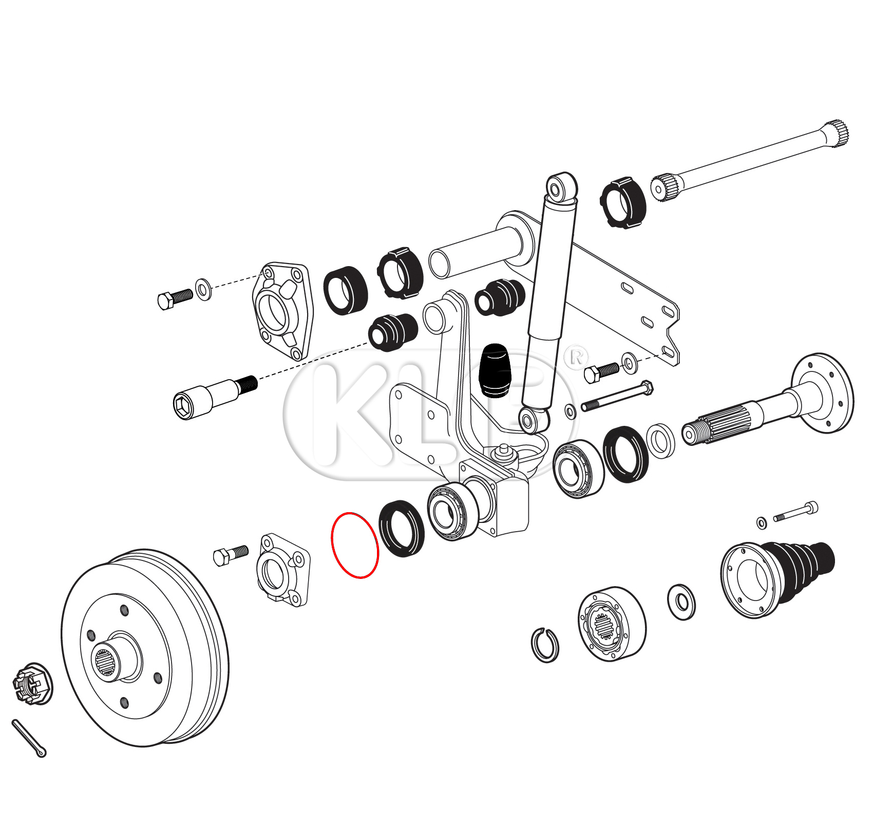 Outer O-ring for IRA axle