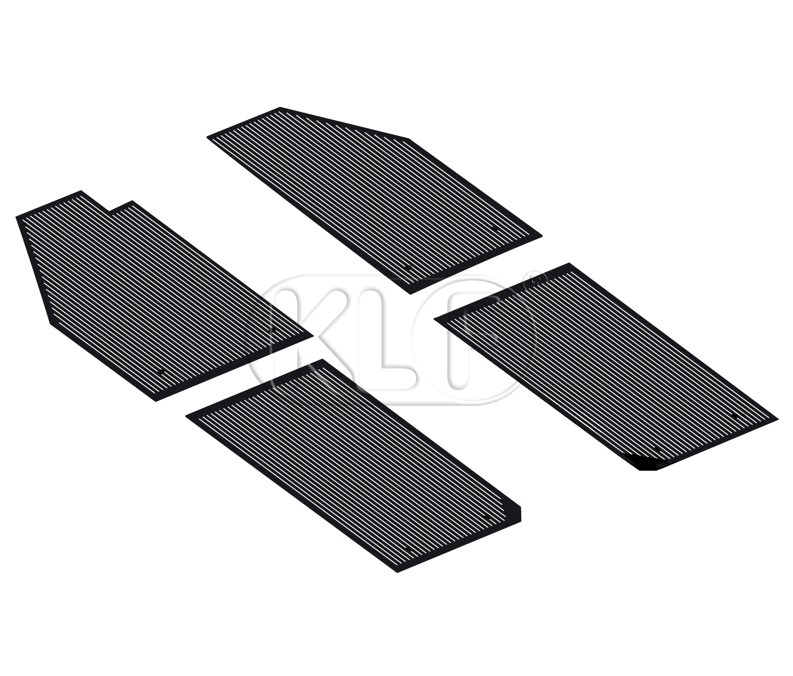 Floor Mat Set, rubber black, 4 pcs, year 8/49-7/55