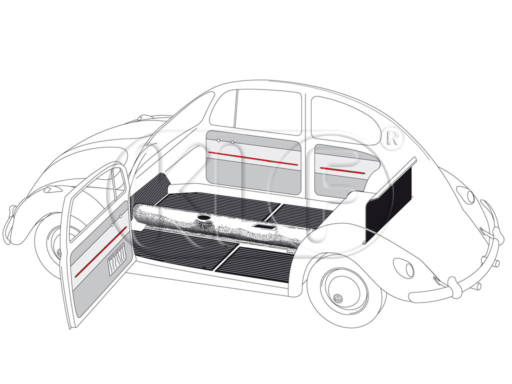 Door Panel Trim Kit, fits sedan and convertible, stainless steel, set of 4, year 10/52 - 07/55