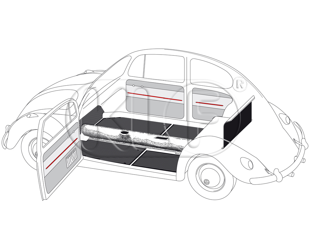 Zierleistensatz für Türverkleidung, Limousine und Cabrio, Edelstahl, Bj. 10/52 - 07/55