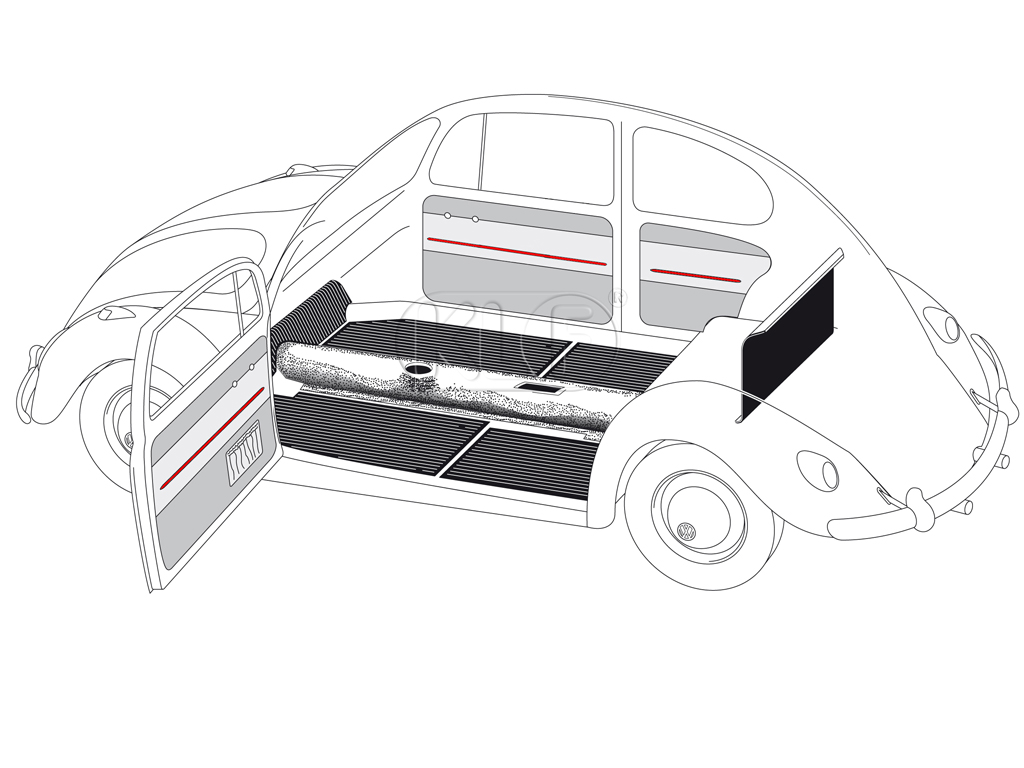 Door Panel Trim Kit, sedan, stainless steel, year 08/57 - 07/59