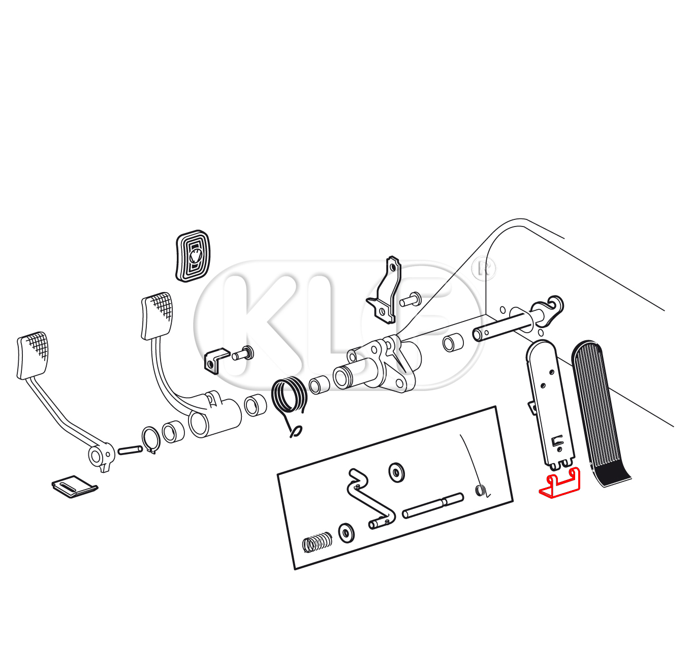 Halter für Gaspedal am Bodenblech, Bj. 08/57 - 07/65