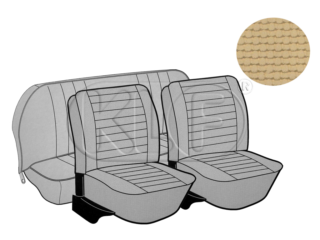 Sitzbezüge vorne und hinten, Cabrio, Korbmuster, sand, Satz, Bj. 08/73 - 07/75