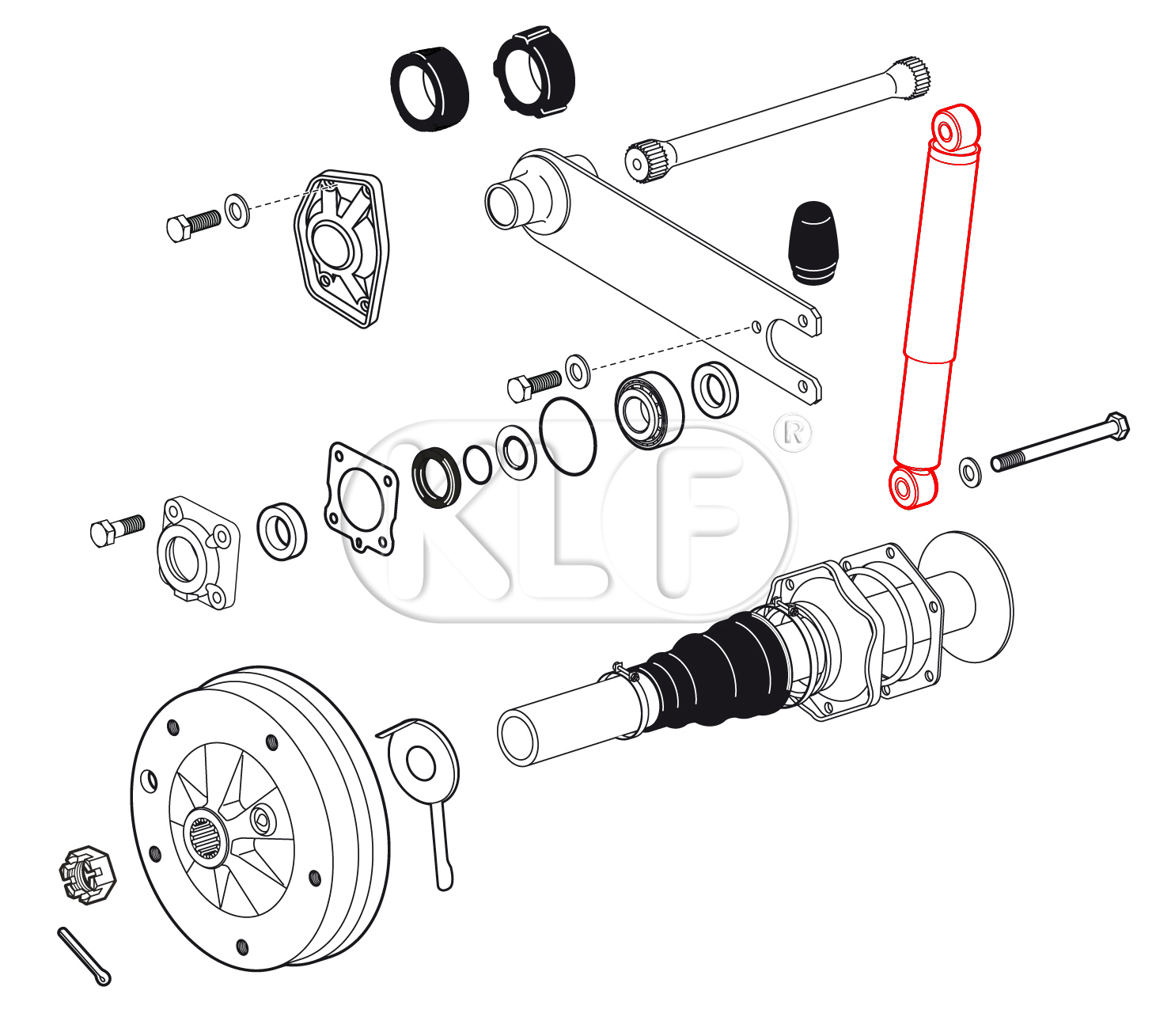 Shock Absorber front / rear, year 50-10/52