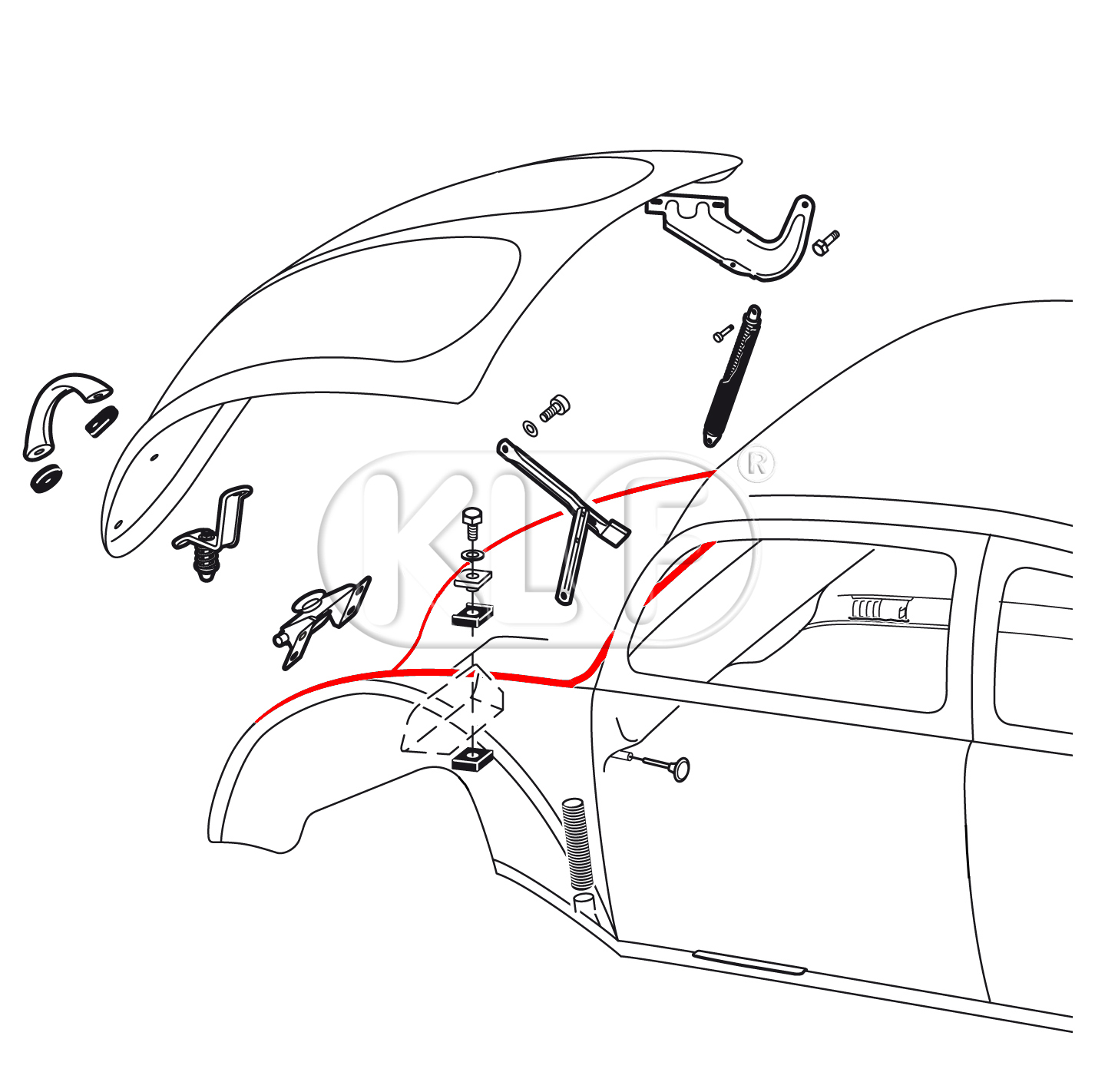 Front Hood Seal, year thru 7/60