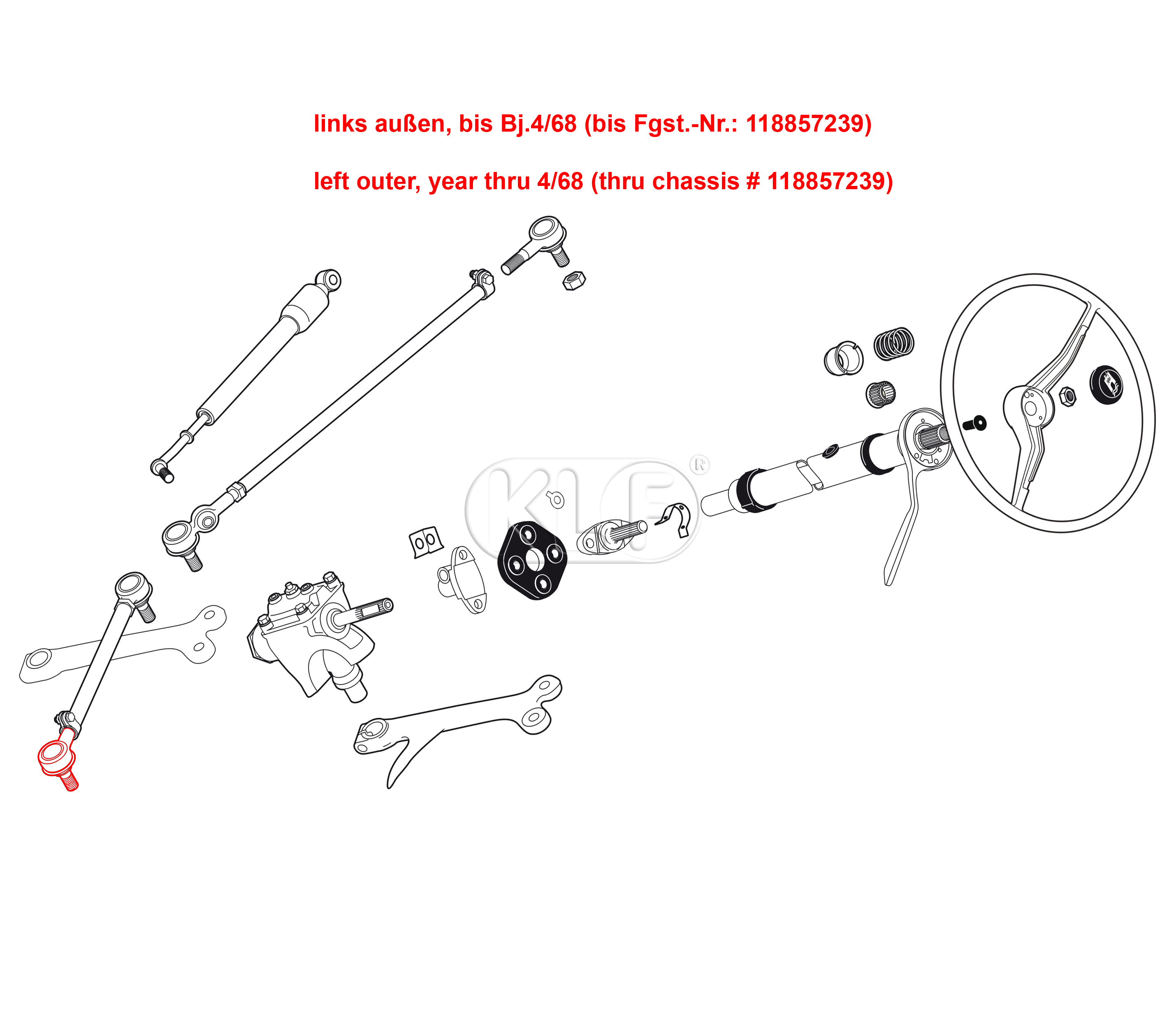 Tie Rod End, right inner year thru 07/61, left outer year thru 04/68 left-hand thread