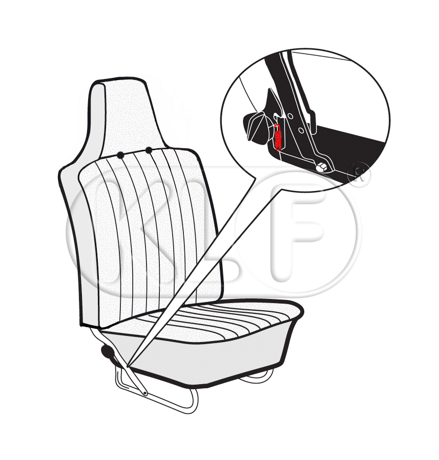 Rückholfeder für Sitzverriegelung, unten, Paar, Bj. 08/70 - 07/72 und ab 08/76 vorne