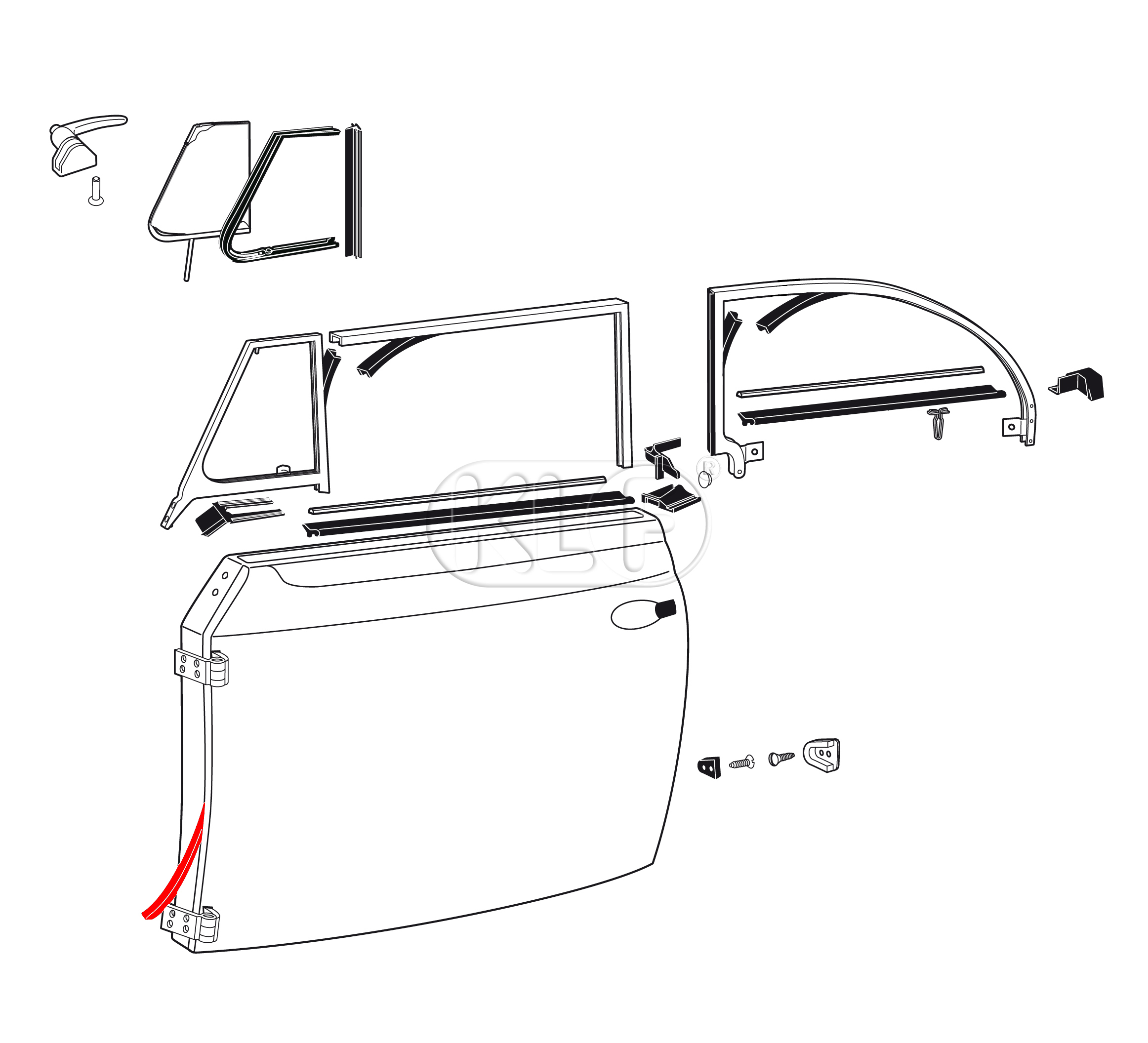 Door Seal, convertible left, year 08/64 on