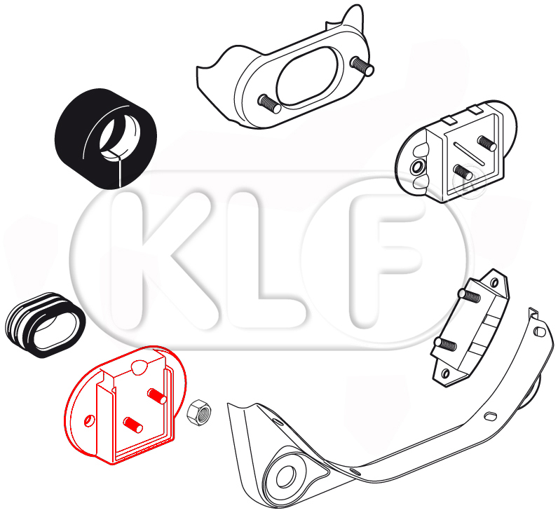 Transmission Mount front, 10 mm studs, year 08/65 - 07/72 and year 08/90 on