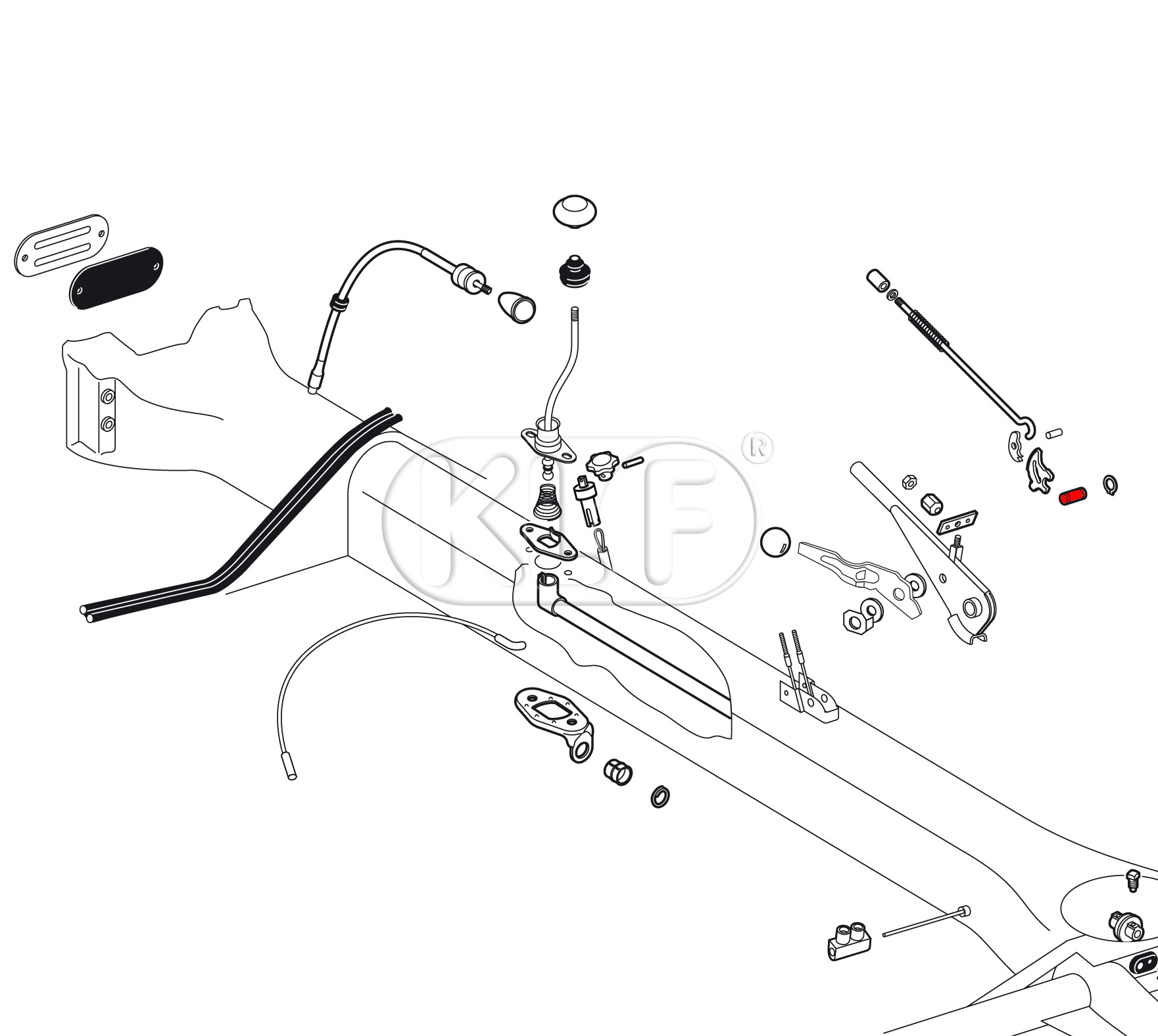 Pin for Emergency Brake Handle, year 08/55 on