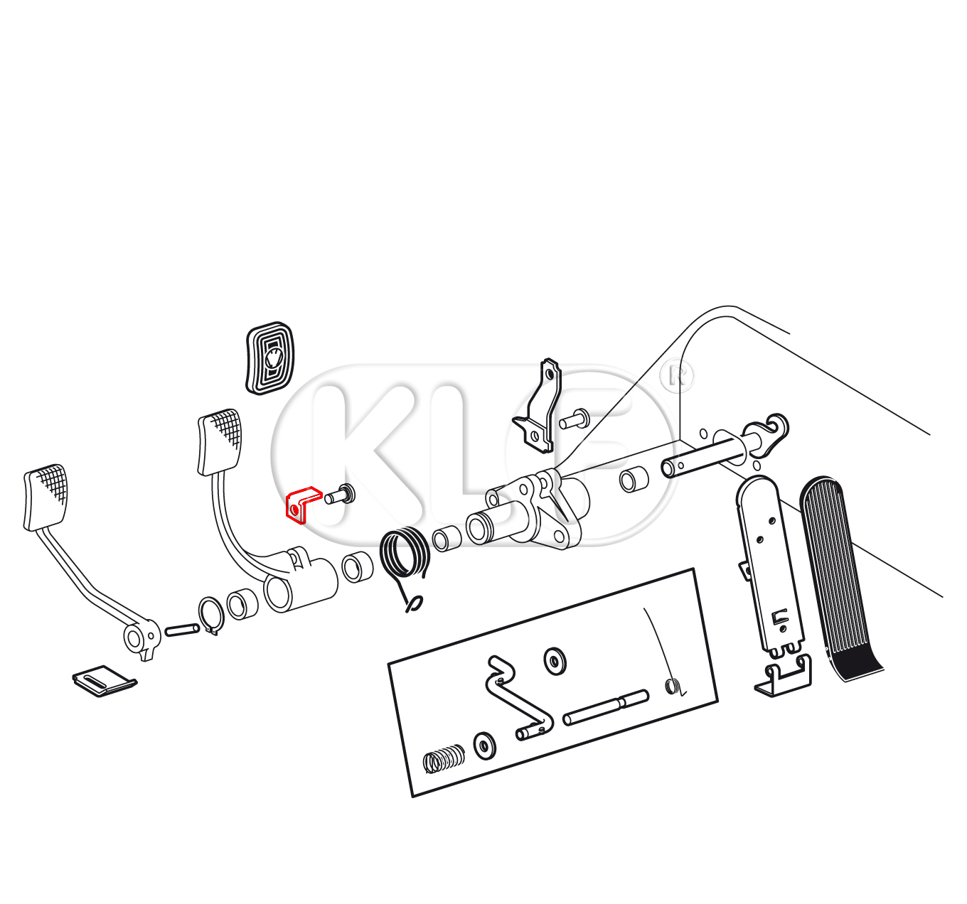 Lock Tab, Brake Pedal Push Rod, year 58-66