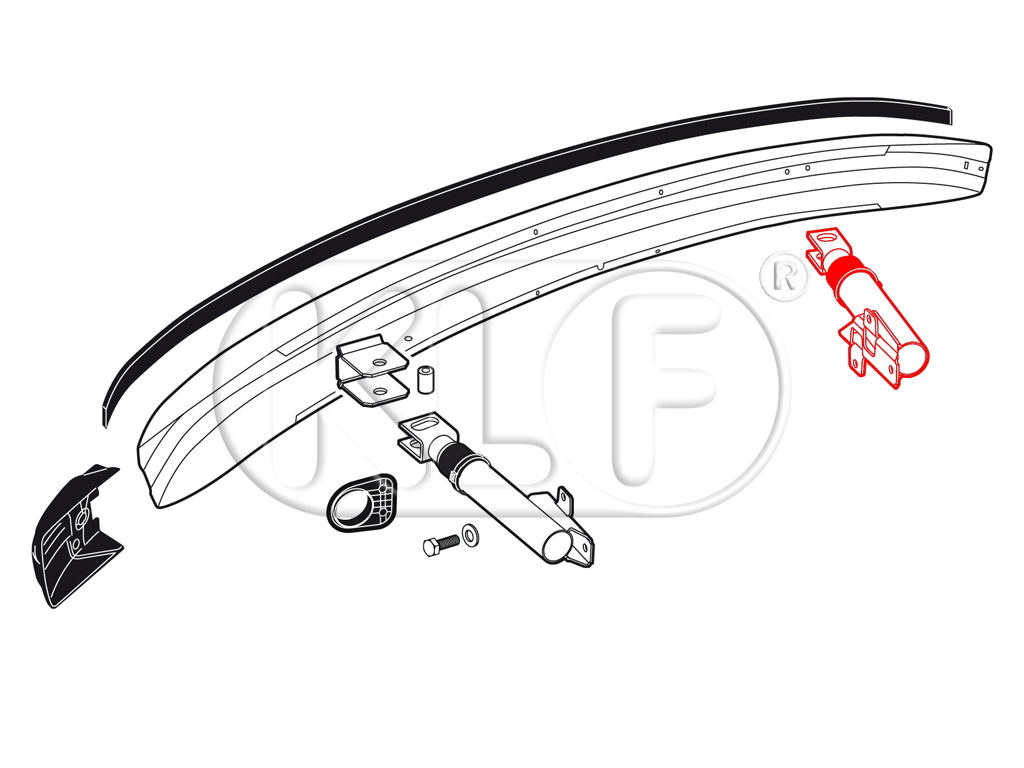 Bumper Bracket front right, USA Version (Bumper Shock), year 08/73 - 07/79