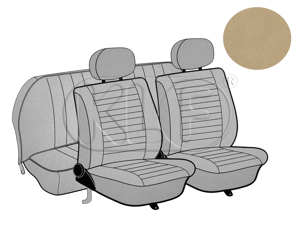 Sitzbezüge vorne und hinten, Cabrio, glatt, sand, Satz, ab Bj. 08/76