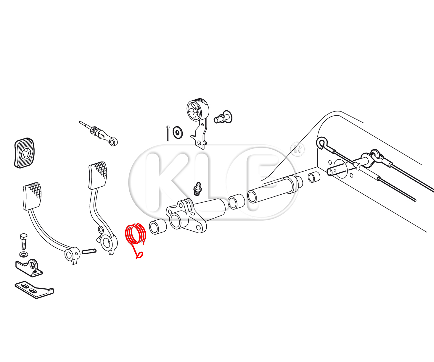 Brake Pedal Return Spring, year thru 7/57