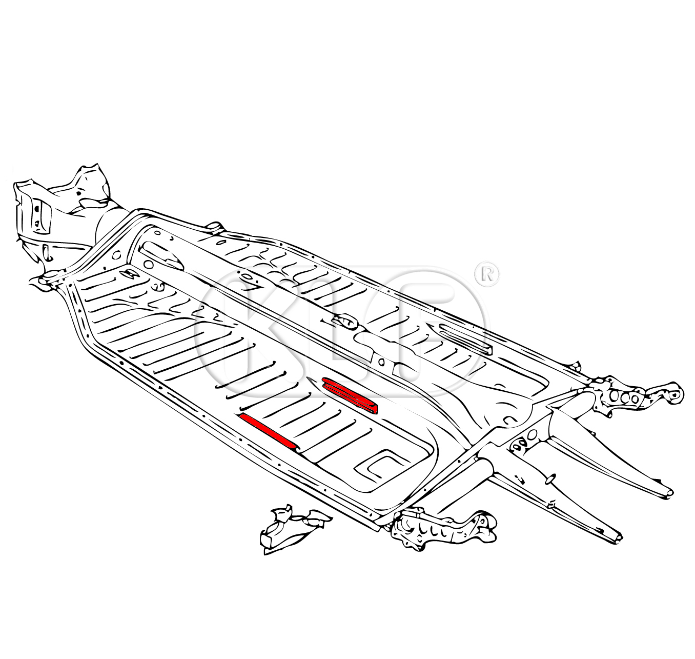 Seat Rails left, year 08/72 on