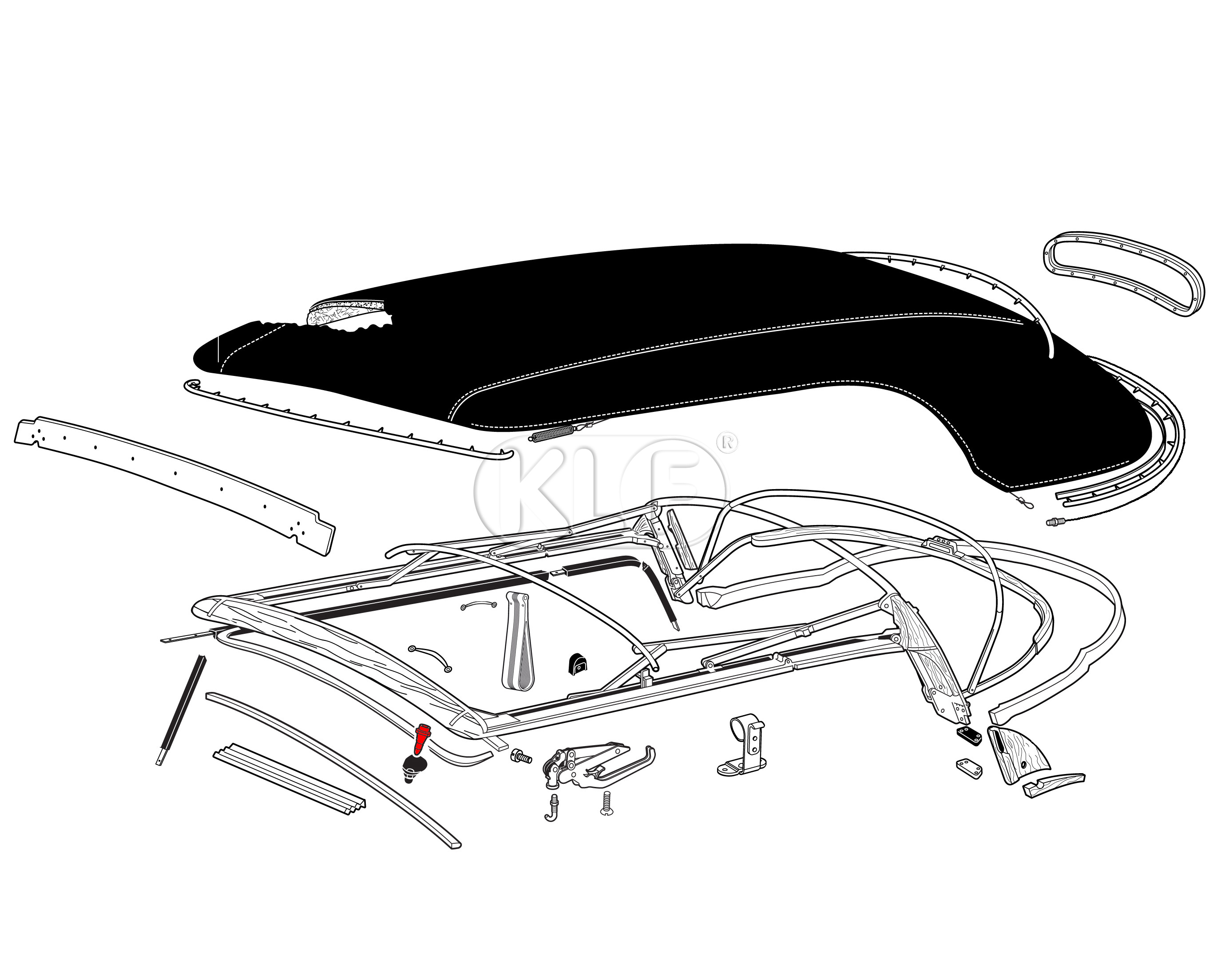 Pin for Top Alignment, convertible, year 8/67-7/72