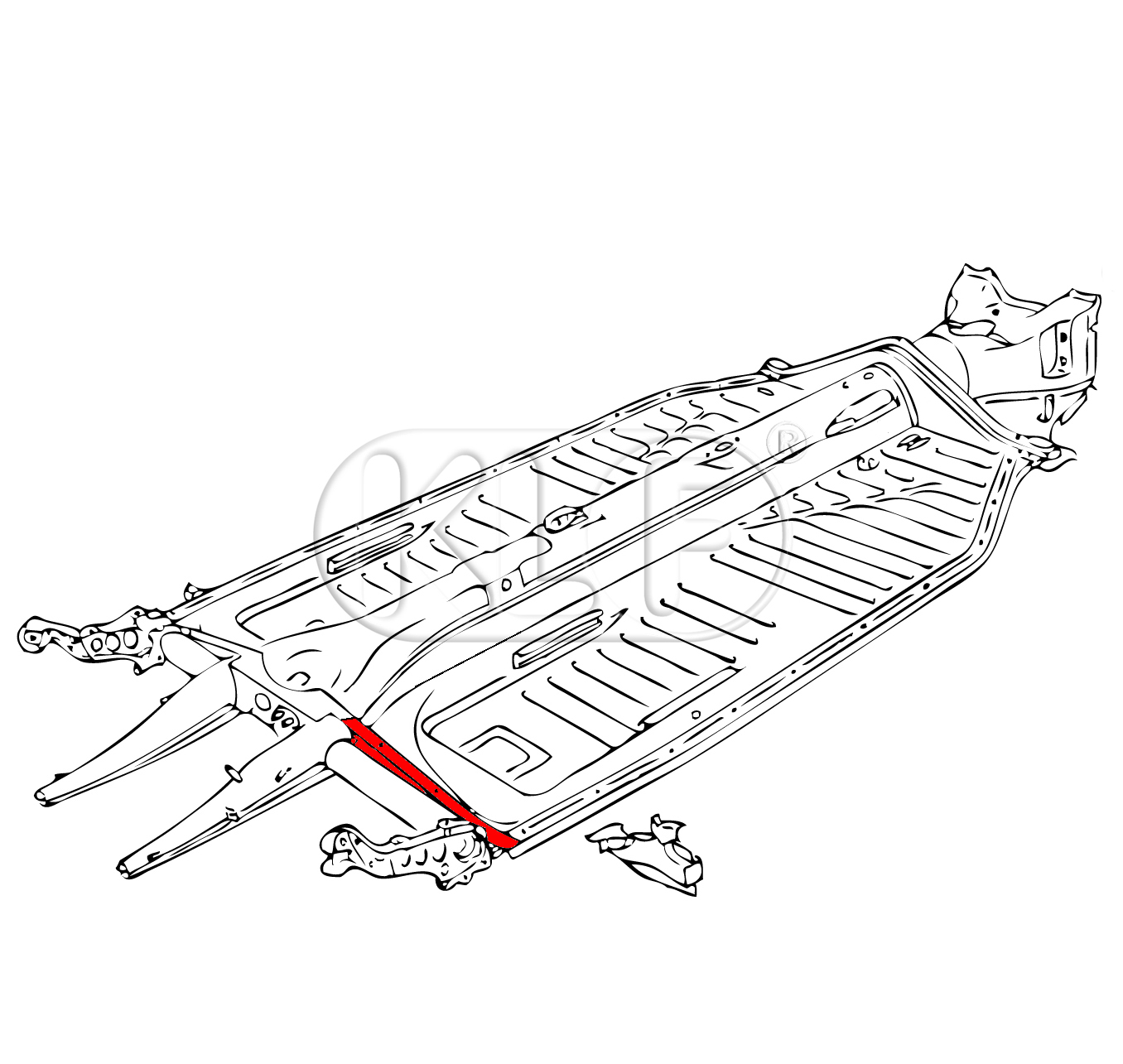 Cross Brace, floorpan, right