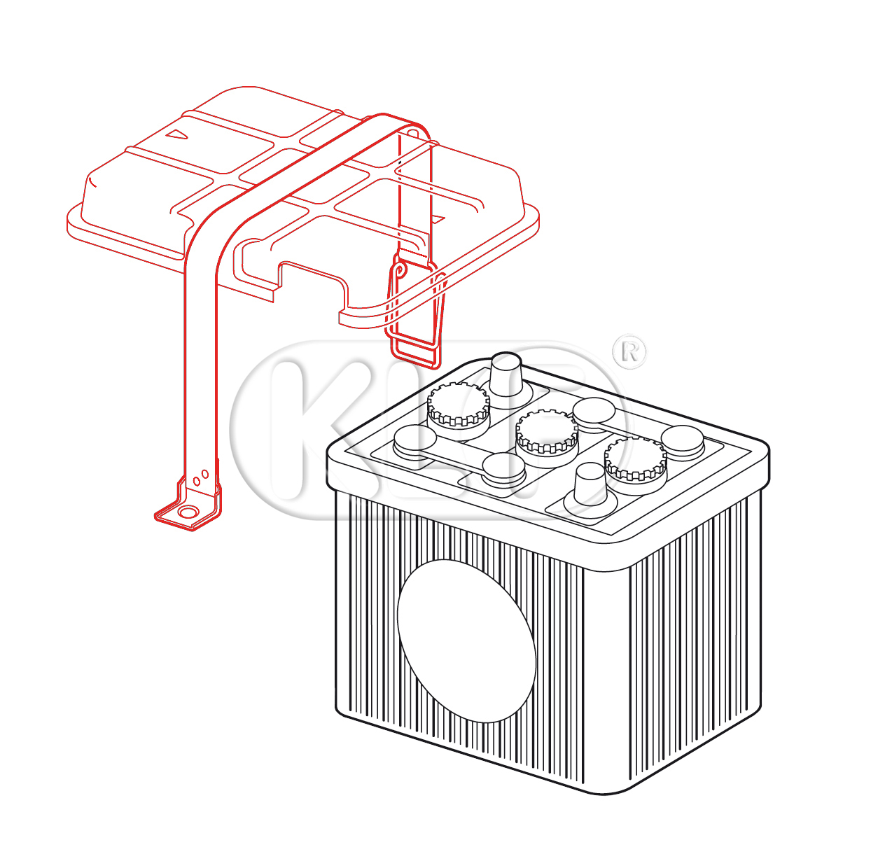 Cover for Battery incl. mounting strap, only for 6 volt 66 ampere battery