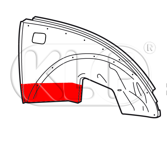 Wheelhouse front right, rear section, XL size, not 1302/1303