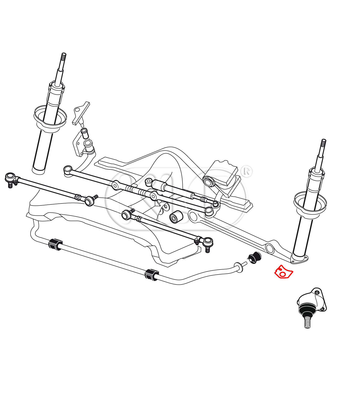 Lock Plate for Ball Joint, lower, year 8/70-8/73, 1302/1303 only