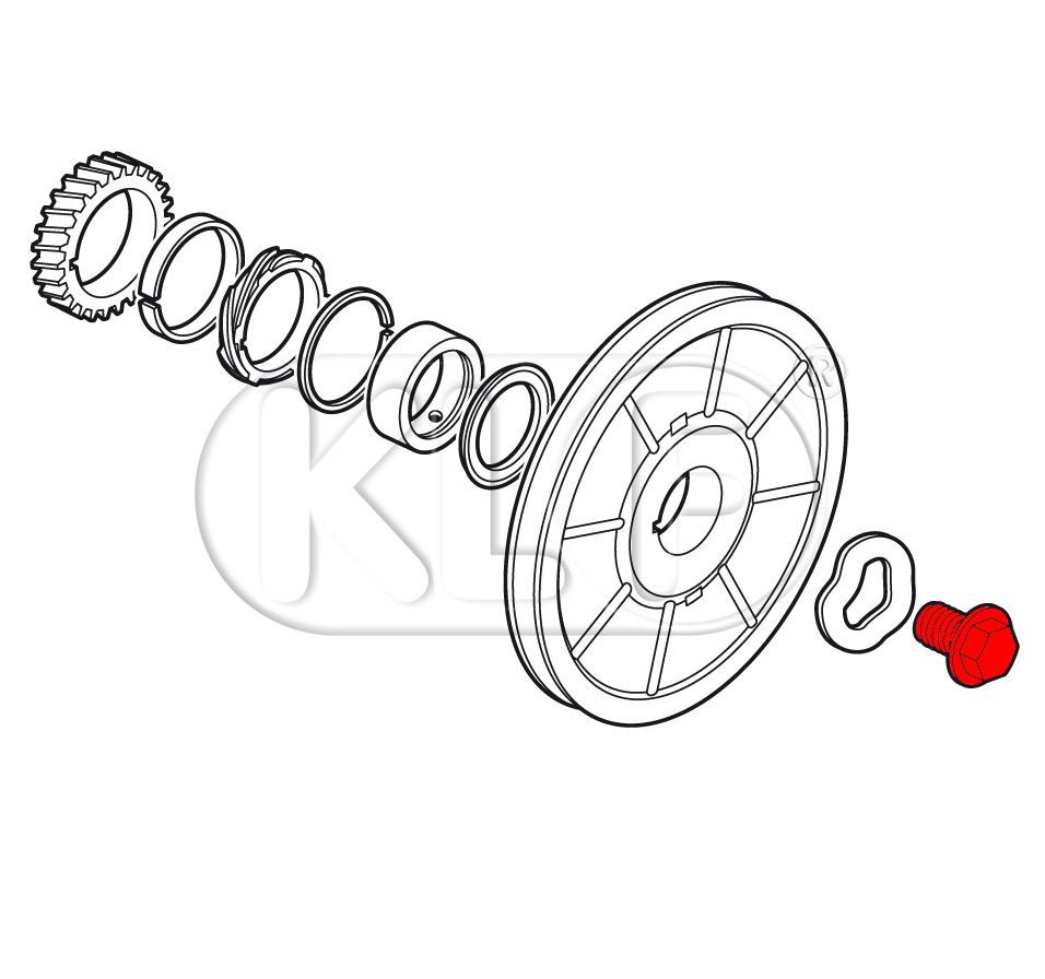 Pulley Bolt, 25-37 kW (34-50 PS)