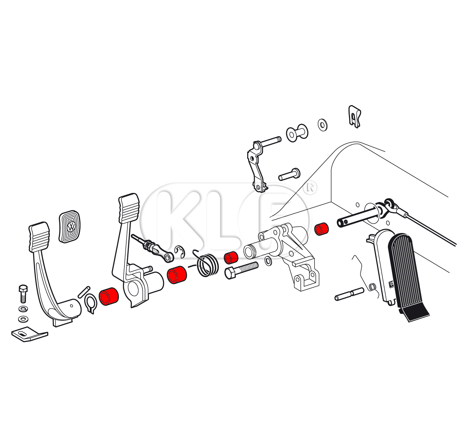 Pedal Assembly Bushing Kit, year 8/61 on