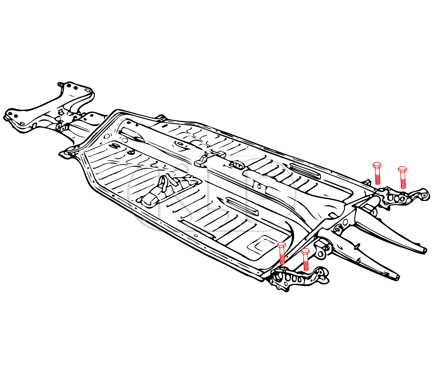 Bolt for Rear Shock Tower Areas, fits inner and outer, M10 x 35