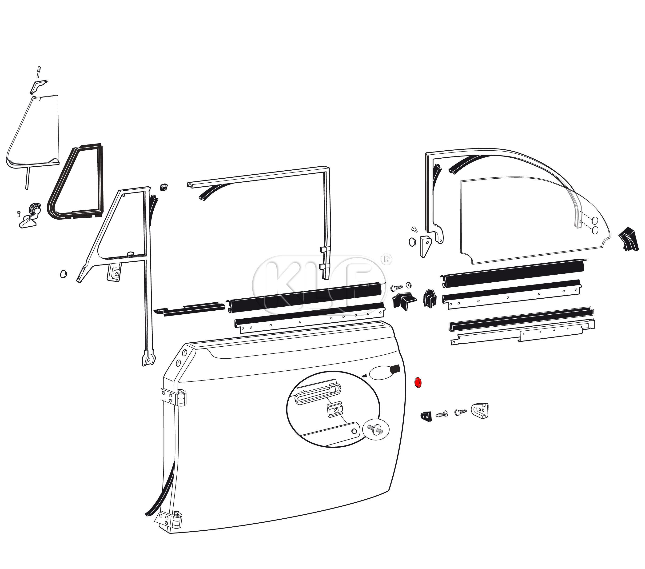 Plug to cover adjusting hole convertible door and for area behind the license plate housing, year 08/63 - 07/73