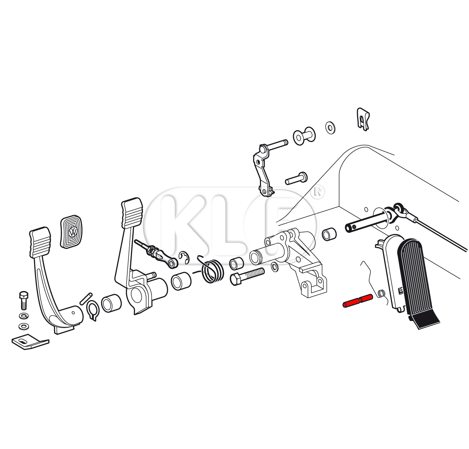 Gas Pedal Pivot Pin, year 55 thru 79