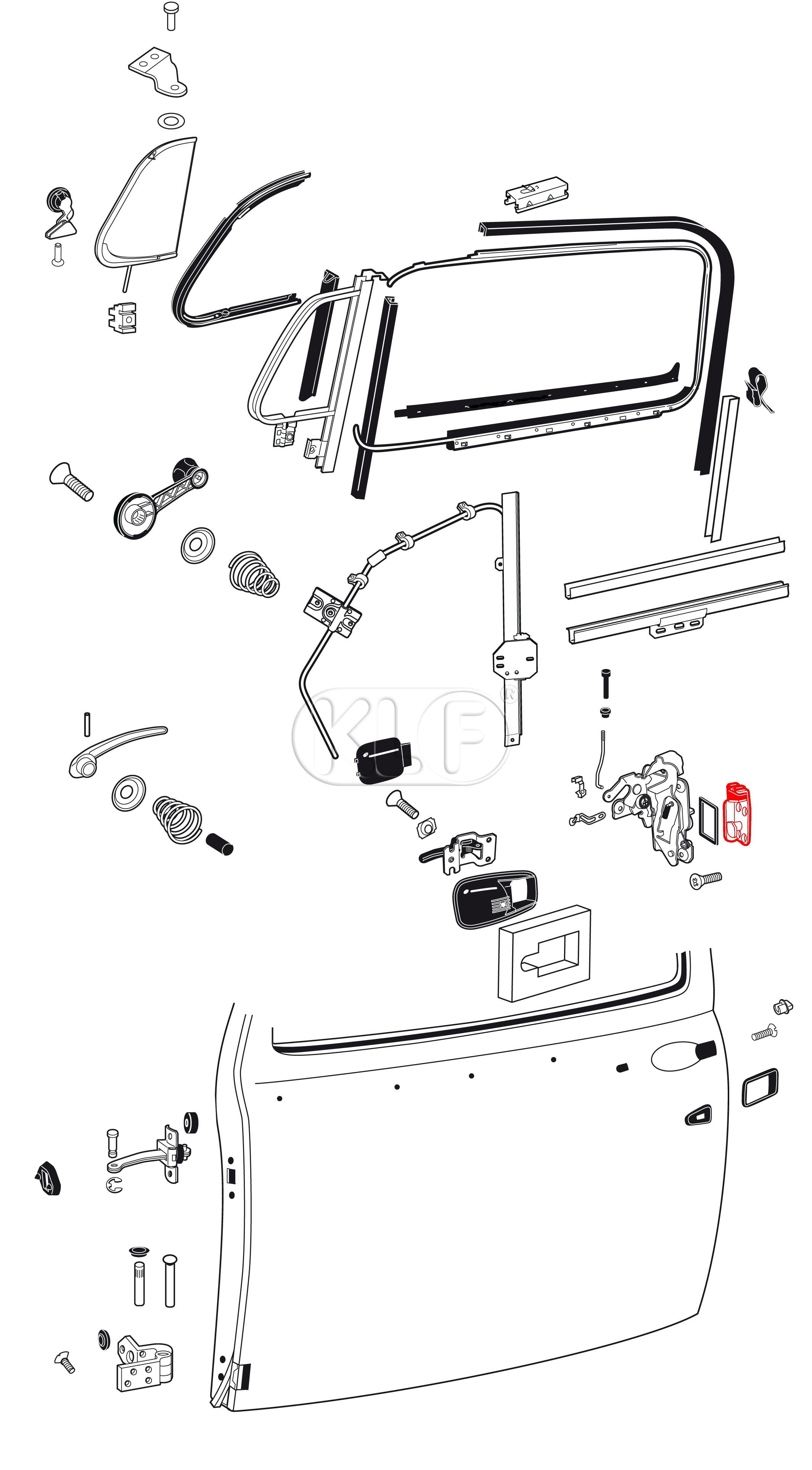 Door Striker Plate, left, year 8/66-7/71