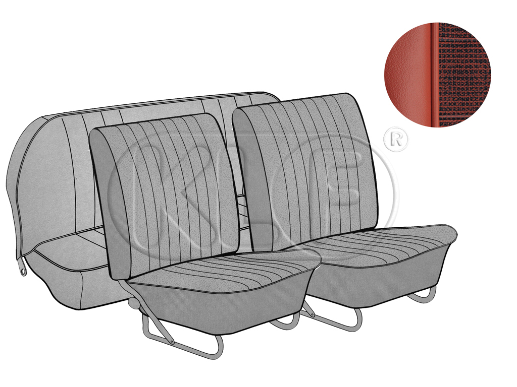 Sitzbezüge vorne und hinten, Limousine, Meshmuster, altrot, Bj. 08/64 - 11/66