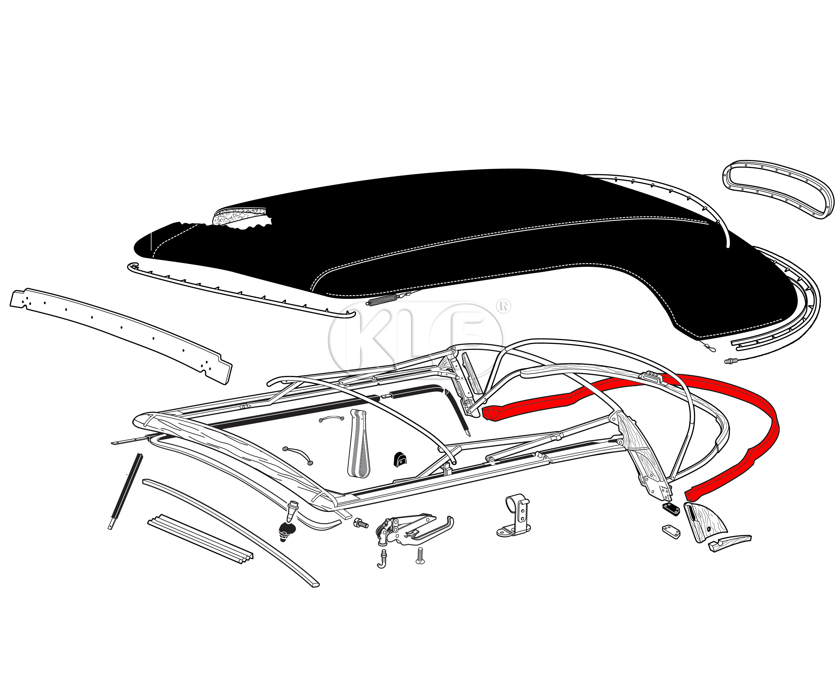 Trackstrip, rear, year 67 - 07/71 (starting at chassis # 157250033)