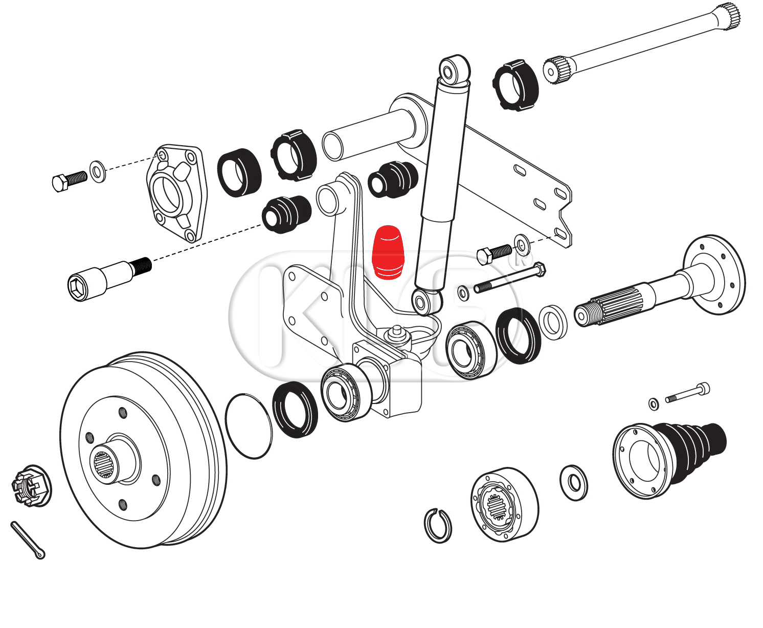 Rear Suspension Travel Stop, pair, year 08/57 on