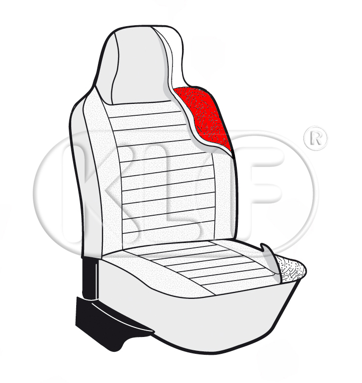 Pad for Front Seat Backrest, with integrated headrest, year 8/73-7/76