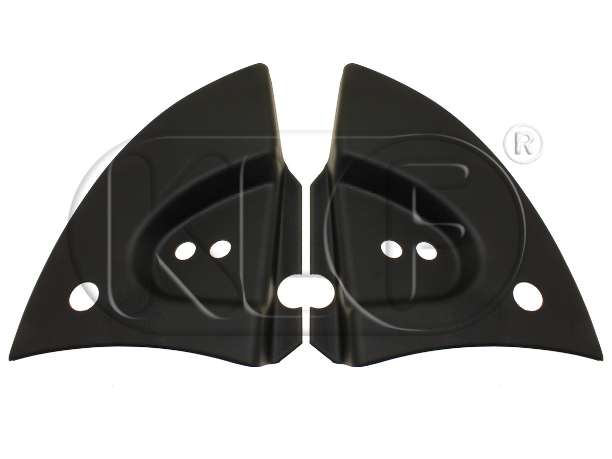 Hinge Covers, rear, black plastic, pair, year 8/67 on