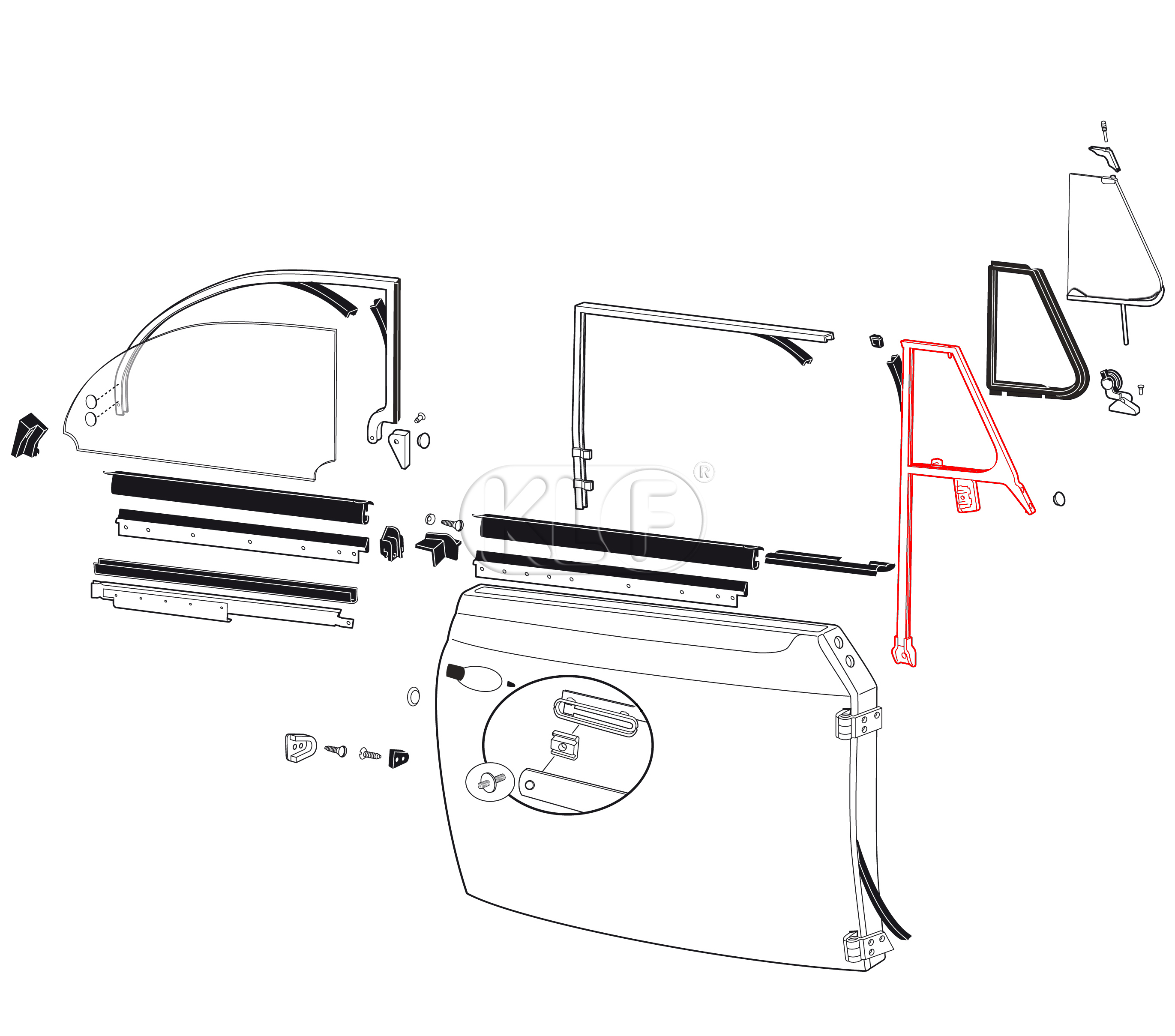 Chrome Frame for Vent Window, right, year 8/72 on