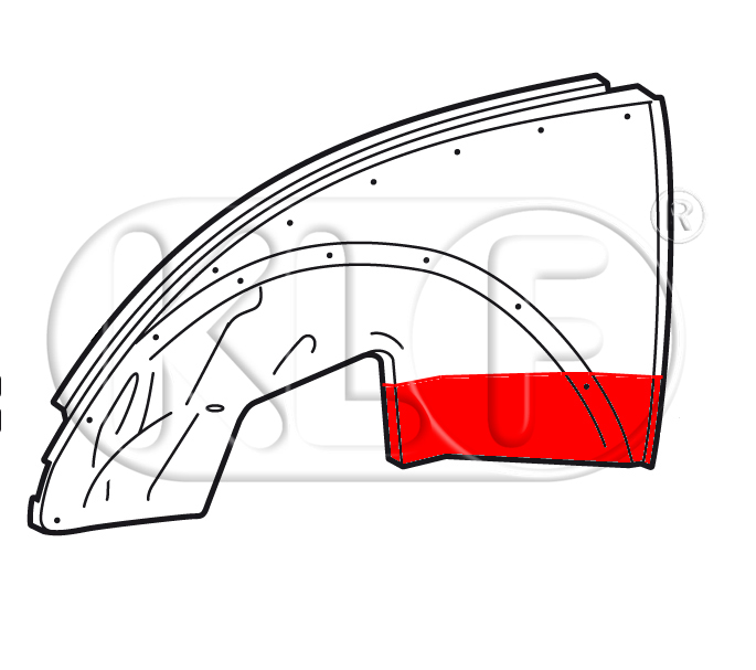 Radkastenblech vorne links, groß, nicht 1302/1303