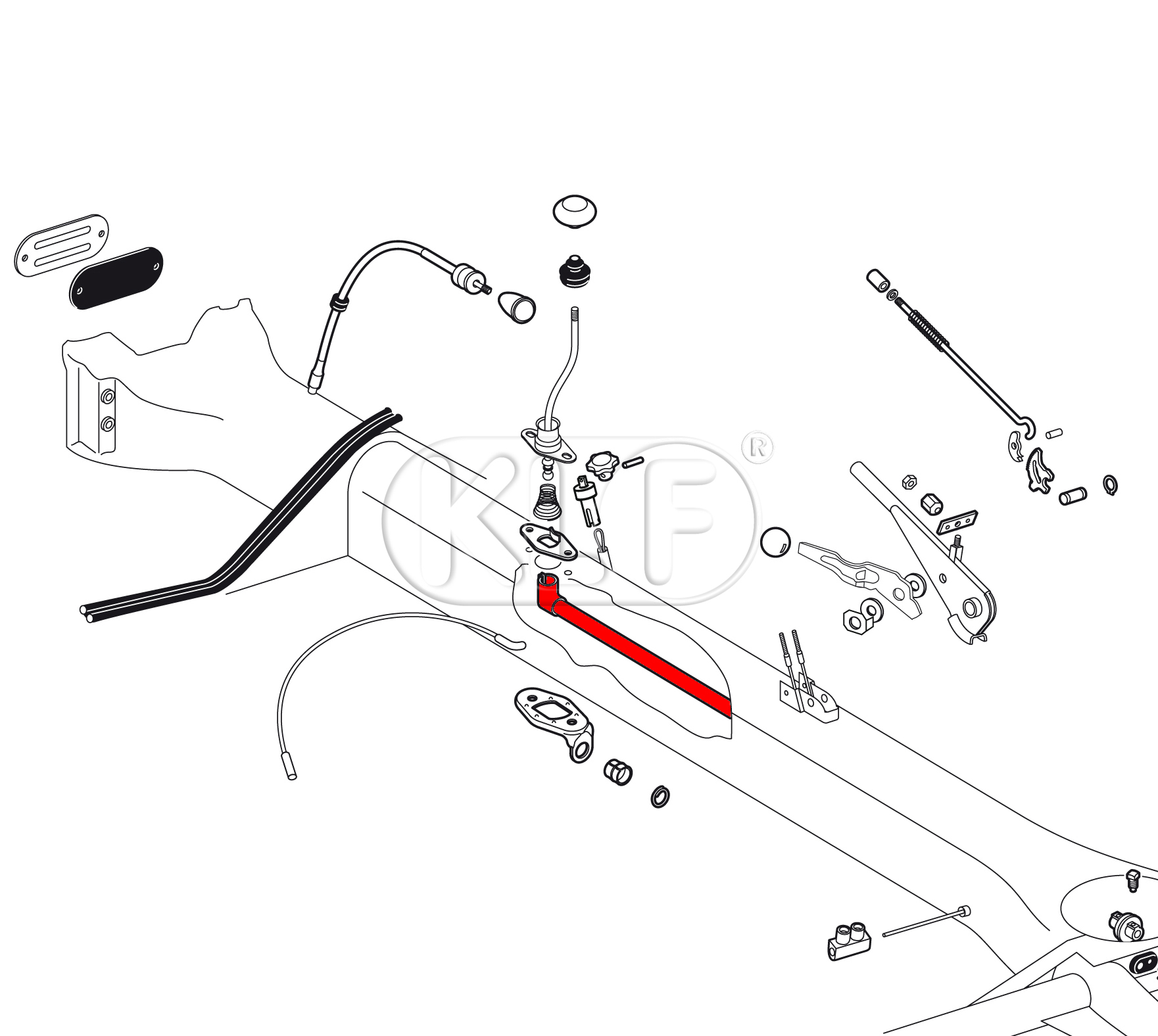 Shift Rod, year 8/72 on, not automatic