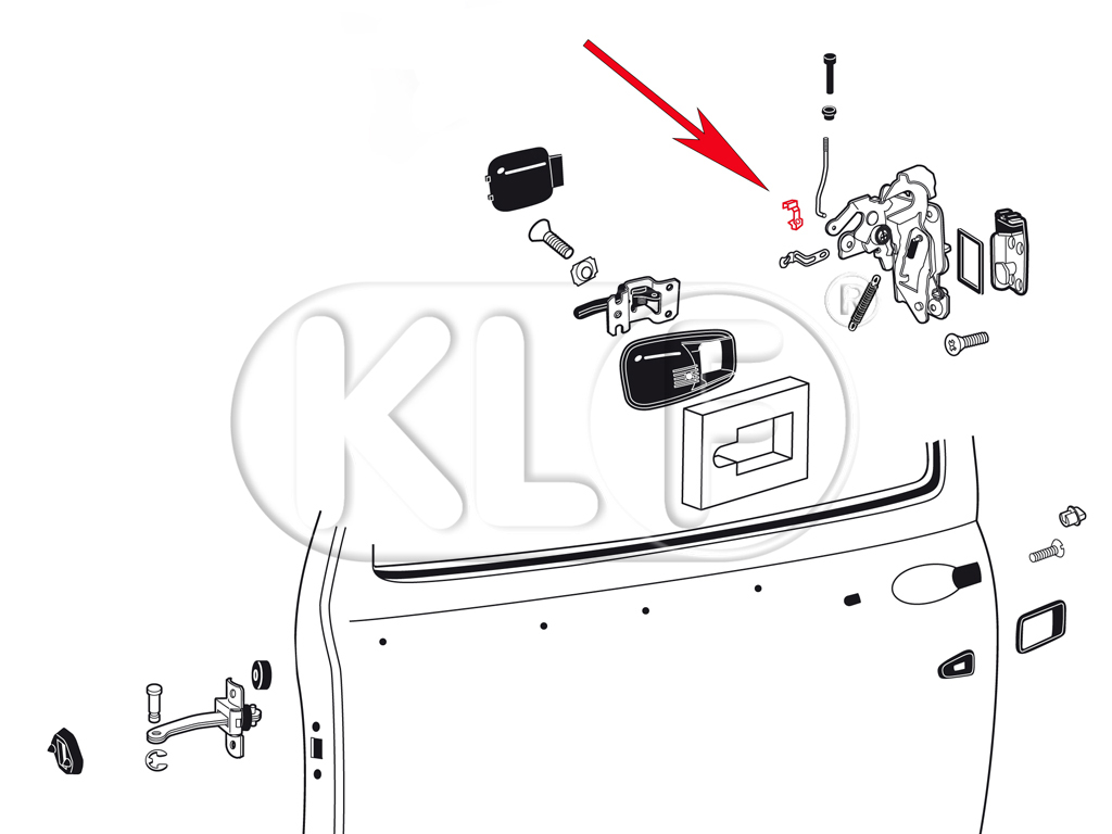 Clip, remote rod to lock mechanism, left, year 08/66 on