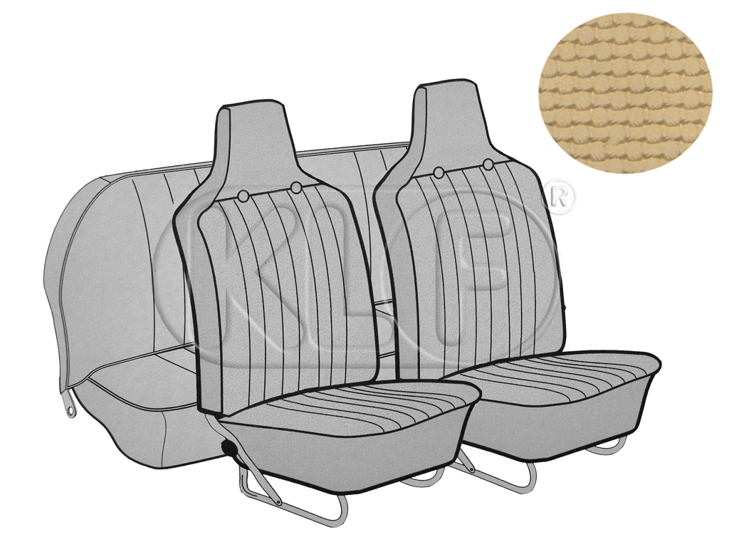 Sitzbezüge vorne und hinten, Cabrio, Korbmuster, sand, mit integrierter Kopfstütze, Satz, Bj. 08/69 - 07/72
