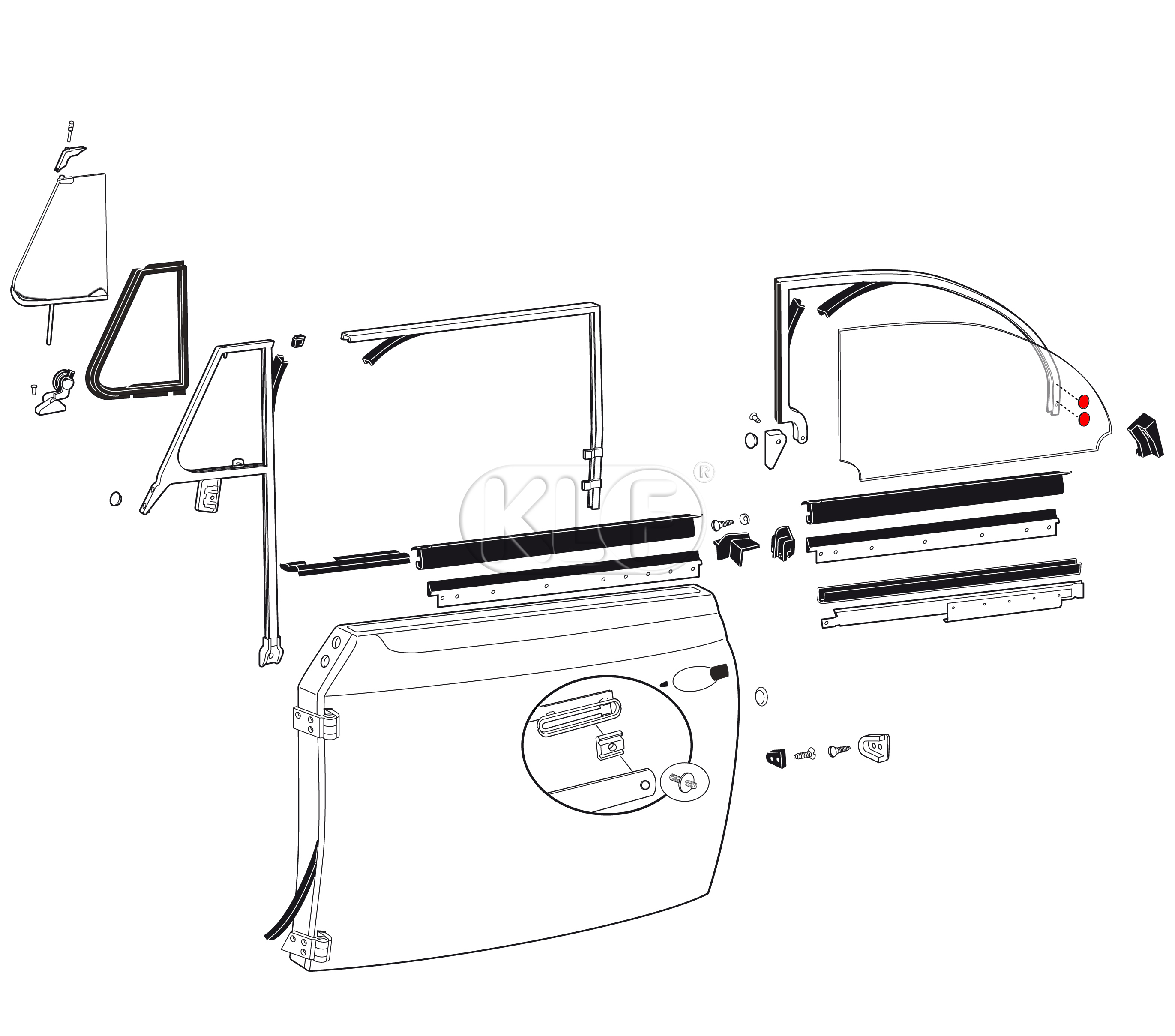 Clip für Fensterrahmen hinten, Cabrio ab Bj. 08/64