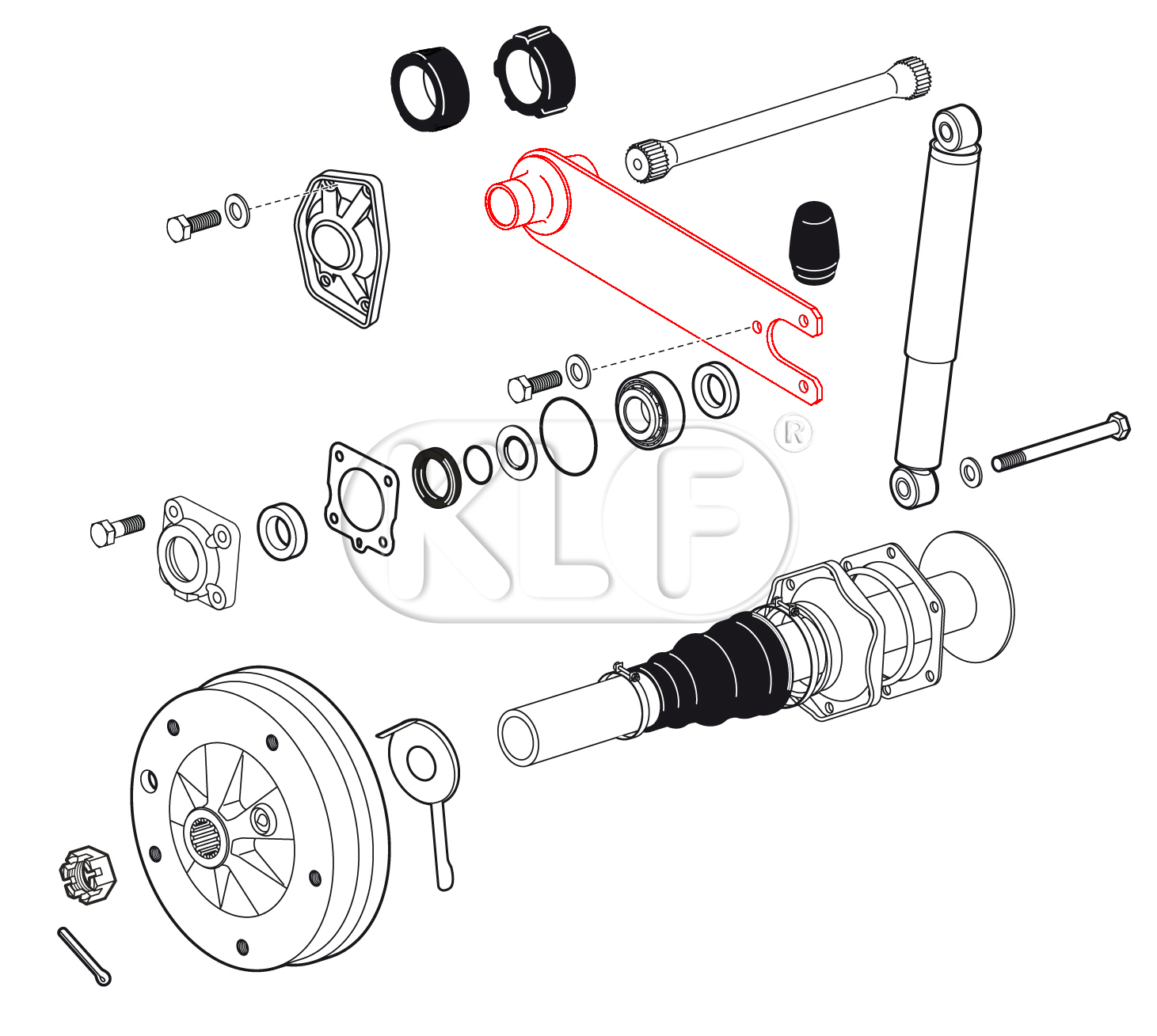 Spring Plate rear, only swing axle, fits left and right, used, year 08/59 on