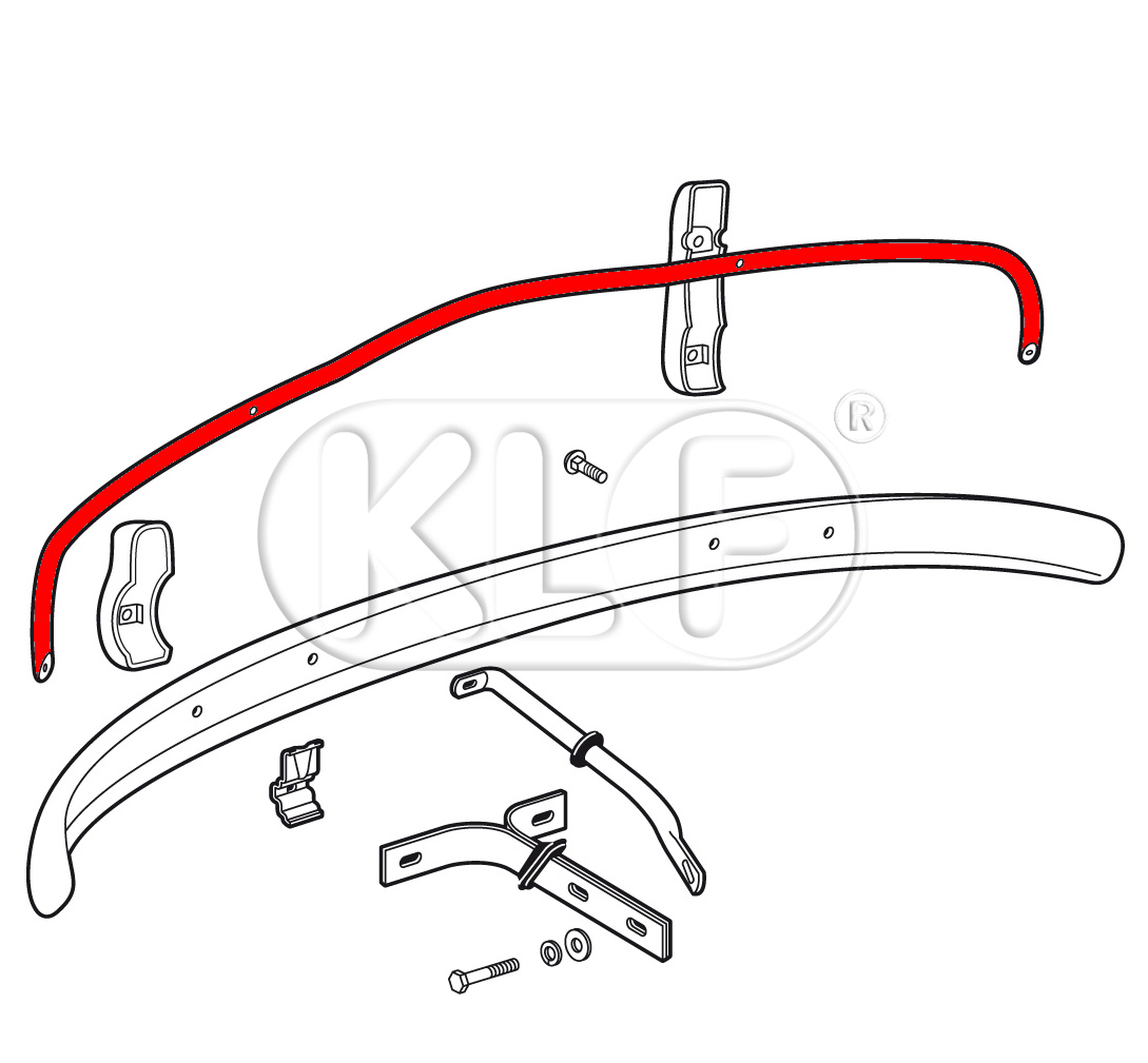 Bumper Overrider Bow, front, intended for export style bumpers, top quality, year 09/52 - 07/67