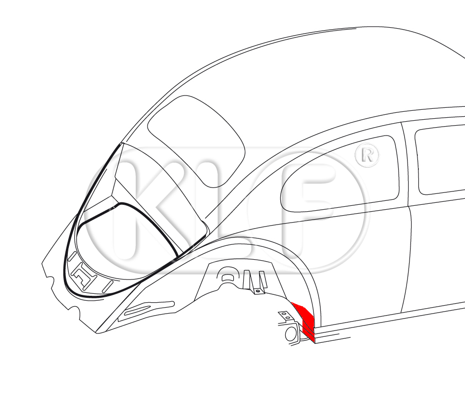 End Panel for heater channel, Top Quality, rear right