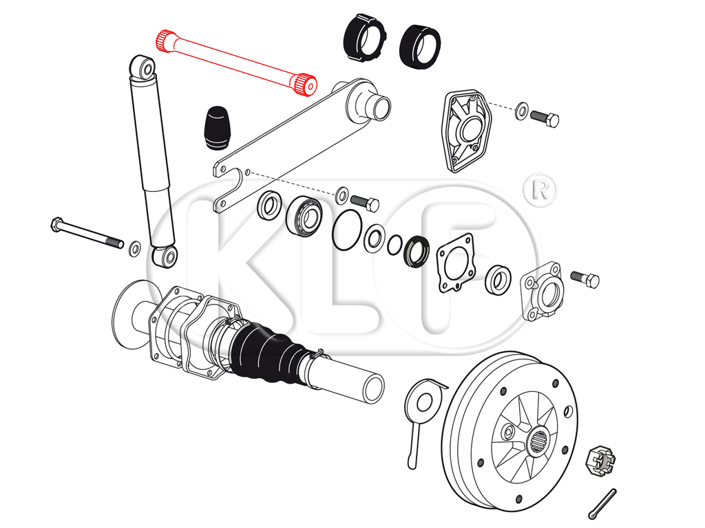 Rear Torsion Bar, fits left or right, year mid 52 - 07/59 (From chassis # 397023)