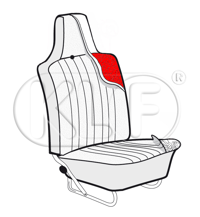 Pad for Front Seat Backrest, with integrated headrest, year 8/67-7/72