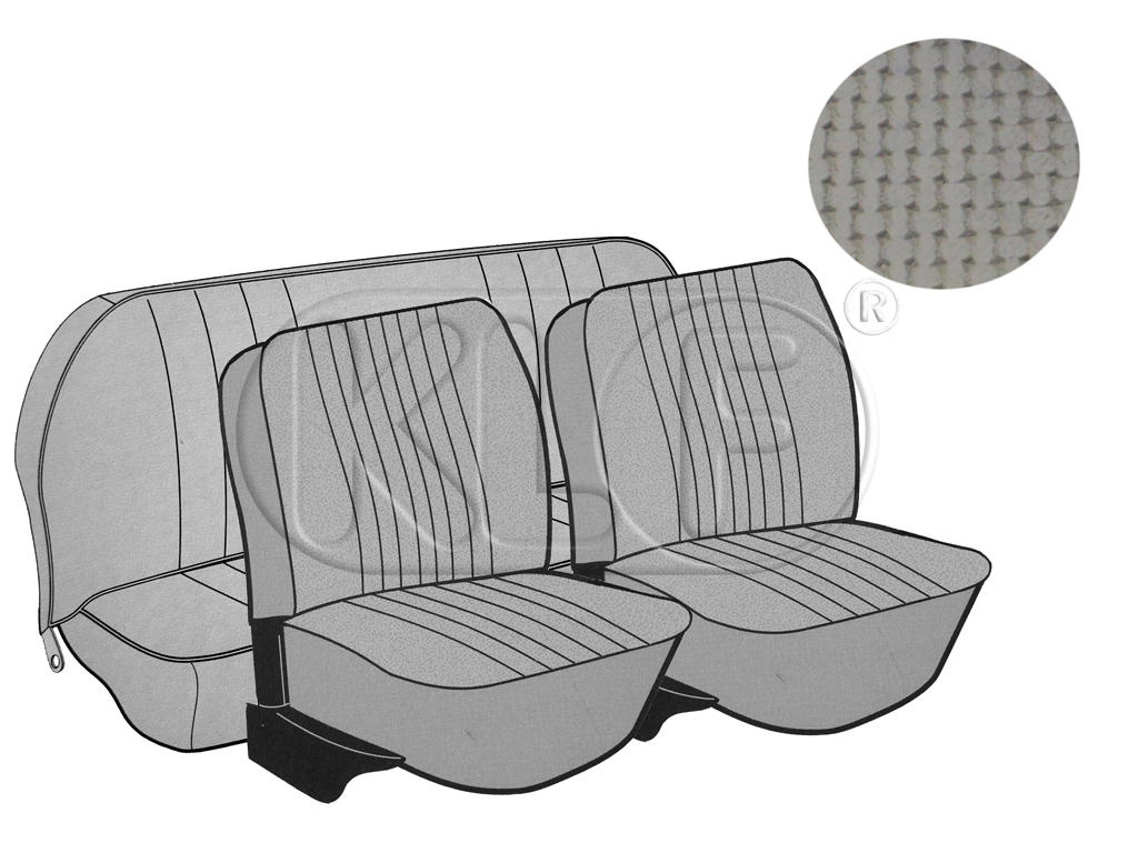 Sitzbezüge vorne und hinten, Cabrio, Korbmuster, grau, Satz, Bj. 08/72 - 07/73