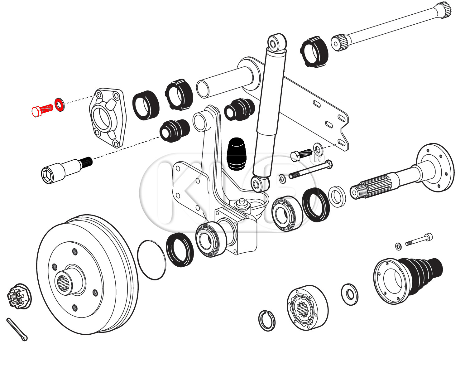 Torsion bar cover mounting kit (both sides), for dual spring plate, year 08/67 - 12/70